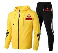 XYMCX Tute da uomo per Resident, felpa con cappuccio a maniche lunghe e pantaloni da jogging per Evil, felpa con zip intera e pantaloni per la corsa in palestra per Umbrella, abbigliamento,Yellow-x_l