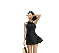 XYNM Costume Intero Donna da Bagno di Grandi Dimensioni Nere Abito Monopezzo Femminile Angolare Piatto alla Pancia Dimagrante Rivestimento Nuoto A Molla Calda-Black-l