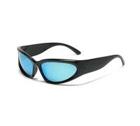 XYNM Occhiali da Sole Y2k Shield per Donna Uomo - Avvolgenti con Lenti A Specchio Uv400 Sport Punk Style Outdoor Festival-5 Mercurio Nero Blu-Come Immagine