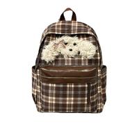 XYNM Zaino da Viaggio per Cuccioli Scozzese retrò Autunno Inverno, Perfetto Le Studentesse Universitarie, Un Must La Lezione-03-+ Accessorio