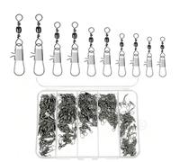 Xynovate 150 Pezzi Girelle Pesca Trote, Anelli Solidi con Moschettone per Connettori Clip Girevoli, Girelle Canna da Pesca per Esche da Pesce, Accessori da Pesca, 5 Dimensioni 7# 8# 10# 12# 14#