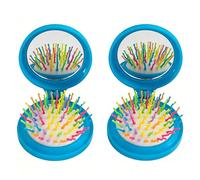 Xynovate 2 Pezzo Spazzola per Capelli da Viaggio con Mini Specchio, Pieghevoli Spazzola Pettine per Massaggi, Spazzola Tascabile For Women and Men, Spazzola Adatta a Tutti i Tipi di Capelli