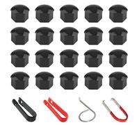 Xynovate 20 Pezzi Copridadi Ruota, 17mm Universale Tappo A Vite Ruota, Copridadi Esagonali per Pneumatici con Set di Strumenti di Rimozione per Auto (Nero)