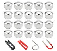 Xynovate 20 Pezzi Copridadi Ruota, 21mm Universale Tappo A Vite Ruota, Copridadi Esagonali per Pneumatici con Set di Strumenti di Rimozione per Auto (Argento)