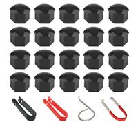Xynovate 20 Pezzi Copridadi Ruota, 21mm Universale Tappo A Vite Ruota, Copridadi Esagonali per Pneumatici con Set di Strumenti di Rimozione per Auto (Nero)