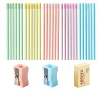 Xynovate 30 Matite HB con Gomma e Temperamatite, Matita in Grafite per Scrivere e Disegnare a Scuola e a Casa, Colori Assortiti