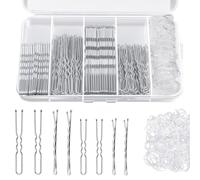 Xynovate 300 Pezzi Forcine per Capelli Mollette, Professionali Capelli U, Metallo Invisibili Fermagli, Cerchietti Trasparenti per Capelli con Scatola di Stoccaggio(Silver)