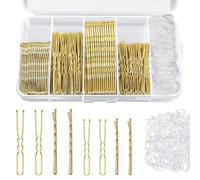 Xynovate 300 Pezzi Forcine per Capelli Mollette, Professionali Capelli U, Metallo Invisibili Fermagli, Cerchietti Trasparenti per Capelli con Scatola di Stoccaggio(Gold)