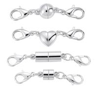 Xynovate 4 Pezzi Magnetica Fibbia di Aragosta, Magnetica per Gioielli Fermagli, Placcato in Argento Connettore Magnetico Catena Fabbricazione di Gioielli, Bracciali, Gioielli Fai da Te（Argento）