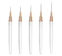 Xynovate Pennelli per Nail Art, 5 Pezzi Pennelli Liner di Precisione, Pennelli per Unghie per Disegnare Linee Fini Attrezzo per gel UV Disegno Fodera Unghie Strumenti Manicure,Bianco