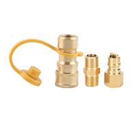 Xyntor 3/8 inch Gas Quick Connect Fitting | Brass Adapter with Shutoff Valve | Quick Connect Kit for Travel Trailers/Campers/Grills | NPT Thread, Proof
