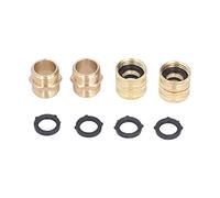 Xyntor Brass Hose Adapter 2 Way | 3/4 inch Secure Fit Quick Connect | Garden Hose Adapter for Washing Machine/Outdoor Faucet/Water Pipe | 2 Pairs with 4 Washers