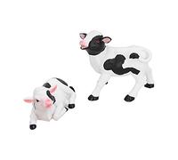 Xyntor Cow Figurine 2 Pack - Hand Painted Synthetic Material Animal Sculpture for Garden/Bonsai/Home Decor | Miniature Cow Statue for Indoor & Outdoor Use | Cute Farmhouse Ornament (A Pair of Cows)