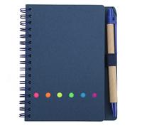 Xyntor Leather Notebook with Pen Holder | Double Coil Binding for Flat Writing / 360° Rotation | 70 Sheets Quality Paper Notepad for Office/School/Business | Portable Student Journal (Blue)