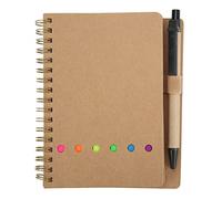 Xyntor Leather Notebook with Pen Holder | Double Coil Binding for Flat Writing / 360° Rotation | 70 Sheets Quality Paper Notepad for Office/School/Business | Portable Student Journal (Brown)