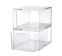 Xyntor Makeup Organizer Clear Acrylic Storage Box | Stackable Cosmetic Jewelry Holder | Organize Makeup Brushes/Nail Polish/Accessories