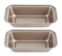 Xyntor Nonstick Loaf Pan 2 Pack | Carbon Steel Bread Baking Tray for Excellent Baked Goods/Cakes/Pastry | Even Heating, Warp Proof, Dishwasher Safe (Golden TG02#B)