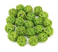 Xyntor Organic Rattan Balls 20Pcs | Sustainable Vase Fillers & Hanging Decor | Wedding/Christmas/Party Decoration | 3cm Handmade Ornaments for Home & Events (Yellow)