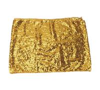 Xyntor Sequin Tablecloth Elastic Gold & Silver | Non - Shedding Sequin Fabric for Wedding/Party/Event Decor | Stretch Table Cover 63x12 Inches | Reusable Washable Polyester Mesh (Jin Liang)