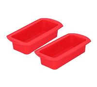 Xyntor Silicone Cake Pan 2 Pack | 2lb Loaf Baking Form for Baking Bread/Pound Cakes | Non - Stick, Dishwasher Safe, Oven & Microwave Safe | Red Rectangular Baking Pan Set