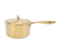 Xyntor Stainless Steel Milk Pot 2.4L with Lid | 3 - Layer Bottom for Even Heating | Thickened Sauce Pan for Induction Cooker/Gas Stove/Electric Hob | 304 Food Grade Simple Maintain (Gold)
