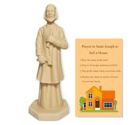 Xyphlorvita Statua di San Giuseppe, statuetta in resina per vendere casa che protegge la casa con istruzioni per preghiera, set completo solido, 11,9 cm