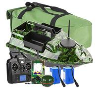 XYQSBY Barca Telecomandata Cercatore di Pesci da Pesca Portatile, Barchino Carpfishing con GPS, Doppio Motore e Eliche, Batterie da 5200 mAh, 16 Punti di Pesca, Ecoscandaglio 0.6-45 m
