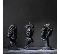 XYQXYQ Figura d'arte astratta, oggetti decorativi moderni in resina, silenzio è nero, decorazione per la casa e l'ufficio, senza sentire, non vedere, non parlare