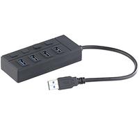 Xystec Electronics & Photo - USB Distributore: Hub USB 3.0, 4 porte, attivabili singolarmente (Scheggia, Centro Con interruttore, Dischi fissi adattatore)
