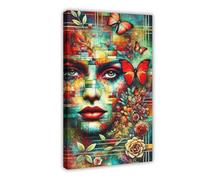 XYSWDD Butterfly Dreams - Stampa artistica da parete su tela, motivo: "La fusione della natura e arte astratta", per casa, bar, ristorante, garage, caffetteria, idea regalo, 50 x 75 cm