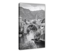 XYSWDD Decorazione artistica da parete in bianco e nero, Bosnia ed Erzegovina, Bosnia ed Erzegovina, Europa, poster artistico da parete su tela, per camera da letto, ufficio, 50 x 75 cm