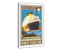 XYSWDD Poster su tela con la nave a motore della Gran Bretagna con stella bianca, vintage, decorazione artistica da parete, poster decorativo per casa, bar, ristorante, garage, caffetteria, idea