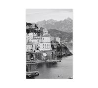 XYSWDD Stampa artistica da parete in bianco e nero, Amalfi, Amalfi, decorazione da parete con Amalfi, poster artistico da parete in Italia, per camera da letto, ufficio, 50 x 75 cm