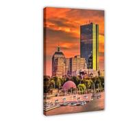 XYSWDD Stampa artistica da parete su tela, motivo: skyline di Boston sul fiume Carlo al tramonto, per casa, bar, ristorante, garage, caffetteria, idea regalo, 20 x 30 cm
