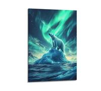 XYSXYCP Album fotografico da parete con animali, poster colorato Aurora orso polare moderno, decorazione per soggiorno 50 x 75 cm