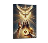 XYSXYCP Album fotografico da parete con poster cristiani SacredHeartDove Gesù Rivelazione moderna per la decorazione del soggiorno 40 x 60 cm