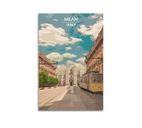 XYSXYCP Album fotografico da parete, poster da viaggio, vivace Italia Milano, cattedrale e tram, decorazione moderna per soggiorno, 50 x 75 cm