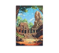 XYSXYCP Album fotografico da parete, poster di viaggio JungleRuins CambodiaAngkorWat Modern Family per decorazione soggiorno 50 x 75 cm