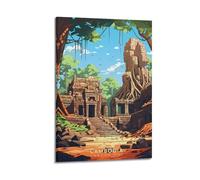 XYSXYCP Album fotografico da parete, poster di viaggio JungleRuins CambodiaAngkorWat Modern Family per decorazione soggiorno 50 x 75 cm