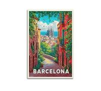 XYSXYCP Album fotografico da parete, poster di viaggio panoramico Barcellona, moderno, decorazione per soggiorno, 60 x 90 cm