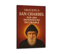 XYSXYCP Stampa artistica da parete su tela, poster cristiano con figura religiosa degna di San Charbel, preghiera moderna per soggiorno e camera da letto, 20 x 30 cm
