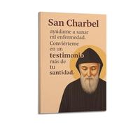 XYSXYCP Stampa artistica da parete su tela, poster cristiano con figura religiosa pacifica di San Charbel testimonianza moderna per soggiorno e camera da letto (50 x 75 cm)