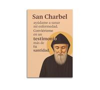 XYSXYCP Stampa artistica da parete su tela, poster cristiano con figura religiosa pacifica di San Charbel testimonianza moderna per soggiorno e camera da letto, 30 x 45 cm