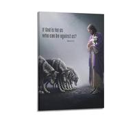 XYSXYCP Stampa artistica da parete su tela, poster cristiano con Gesù con agnello contro i lupi, decorazione moderna per soggiorno e camera da letto, 60 x 90 cm