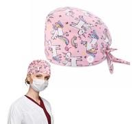 XYTAHD Cuffie da Infermiera monouso,Berretto da Infermiera,Cuffia Dentista,erretto Chirurgico Stampato in Morbido Cotone, Cappello da Lavoro, Riutilizzabile (Rosa)