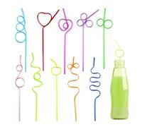 XYTAHDM 10 Pezzi Cannucce per bambini,Cannucce Ad Anello,Riutilizzabili Cannucce,Cannucce Pazze Colorate, per Feste, Bar, Matrimoni, Compleanni, Caffè, Colorati, Casuali