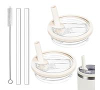 XYTAHDM 2 coperchi di Ricambio per Tazza Stanley Cup da 40 oz, Coperchio Riutilizzabile a Prova di perdite,con 2 cannucce,riutilizzabili a prova di perdite,Coperchio di Ricambio Stanley Cup