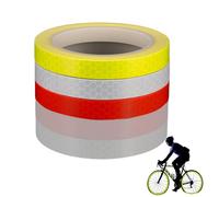 XYTAHDM 3 Rotoli Nastro Riflettente Adesivo,1cm X 8m Strisce Catarifrangenti Adesive, Rosso Giallo Bianco Impermeabile Riflettente Nastro Sicurezza Esterni,per Veicoli Auto Moto Bici Camion Rimorchi