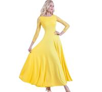 Xytraiihw Giallo,S, Abiti da Ballo Standard per Sala da Ballo, Pizzo da Donna Maniche Lunghe Abbigliamento da Ballo Abiti Moderni Abiti da Ballo Valzer Abito da Tango
