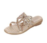 Xytraiihw Sandali da Donna, Zeppa con Plateau Pantofole Estive con Strass Casual Comode Infradito da Donna Grandi Dimensioni Eleganti Casual per Matrimonio in Spiaggia,d'oro,39 EU